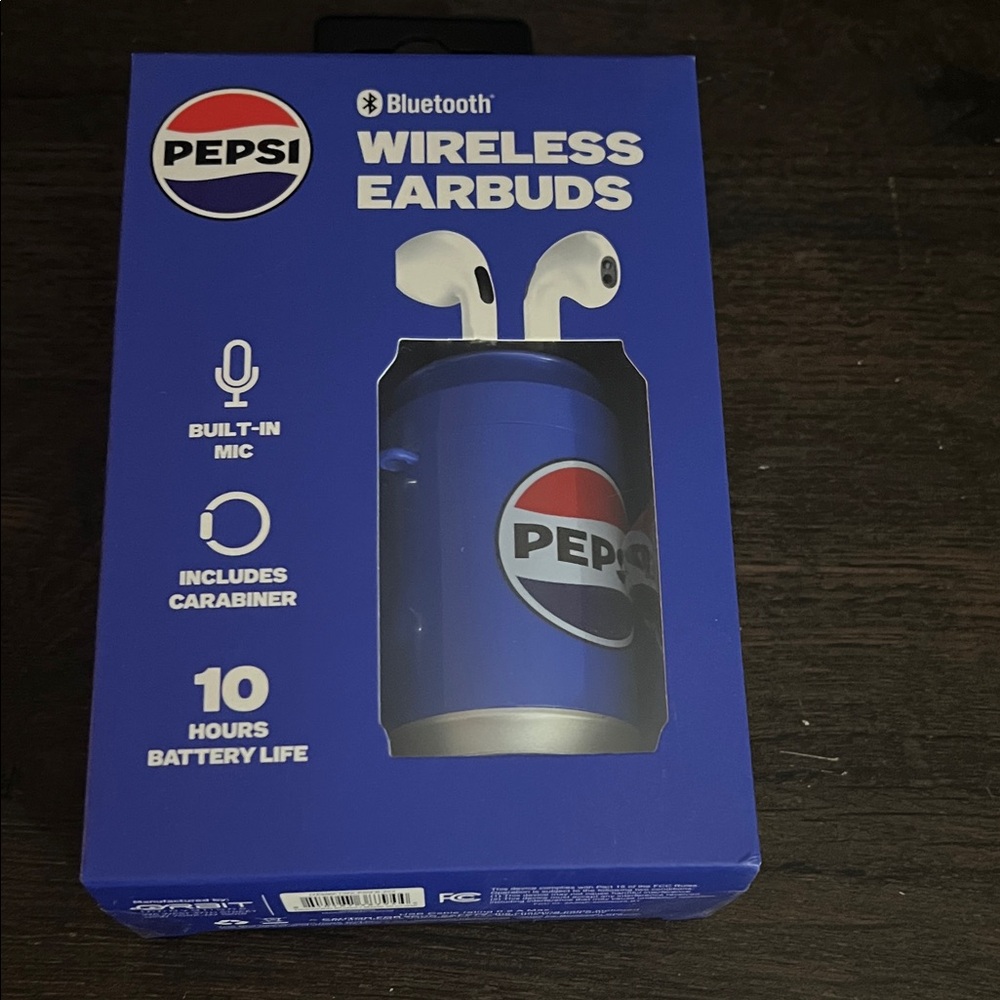 Pepsi Blue Wireless Earbuds with Logo Charging Case